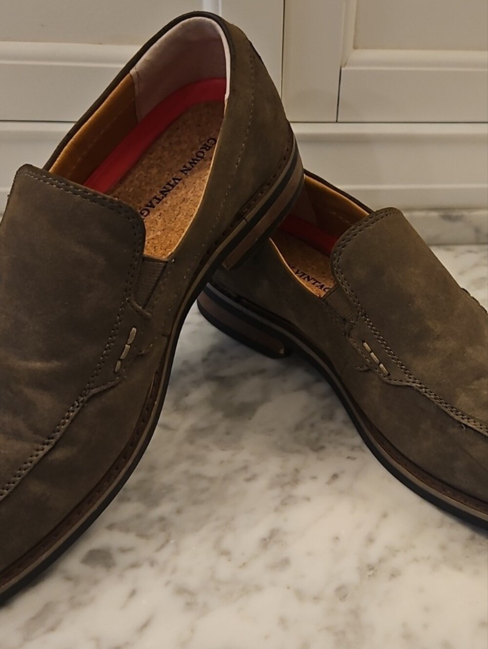 Brown Faux Suede Slip-On Loafer By Crown Vintage